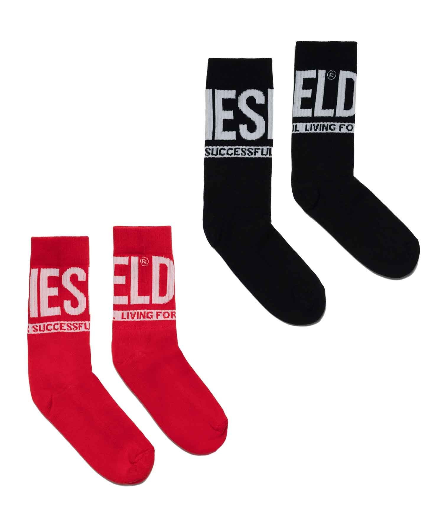 Детские носки с логотипом бренда DIESEL (комплект из 2 цветов), Black×red