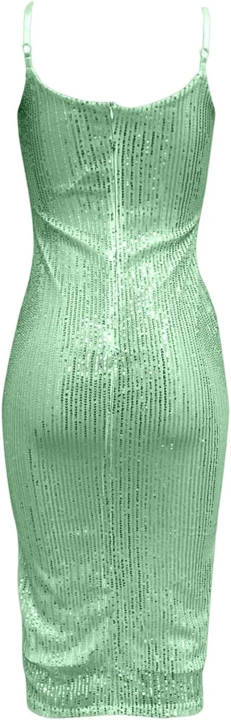 Вечернее платье Shine Slim Fit Midi Party Dress Elegant Sleeveless Sequin Evening Dress for Women — фото 4
