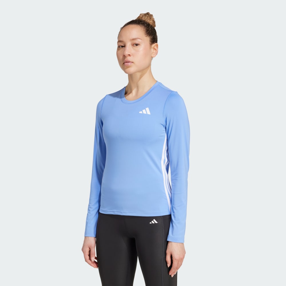 

Спортивный топ Adidas Essentials Long Sleeve 3-Stripes Workout Top, цвет Blue Fusion/White