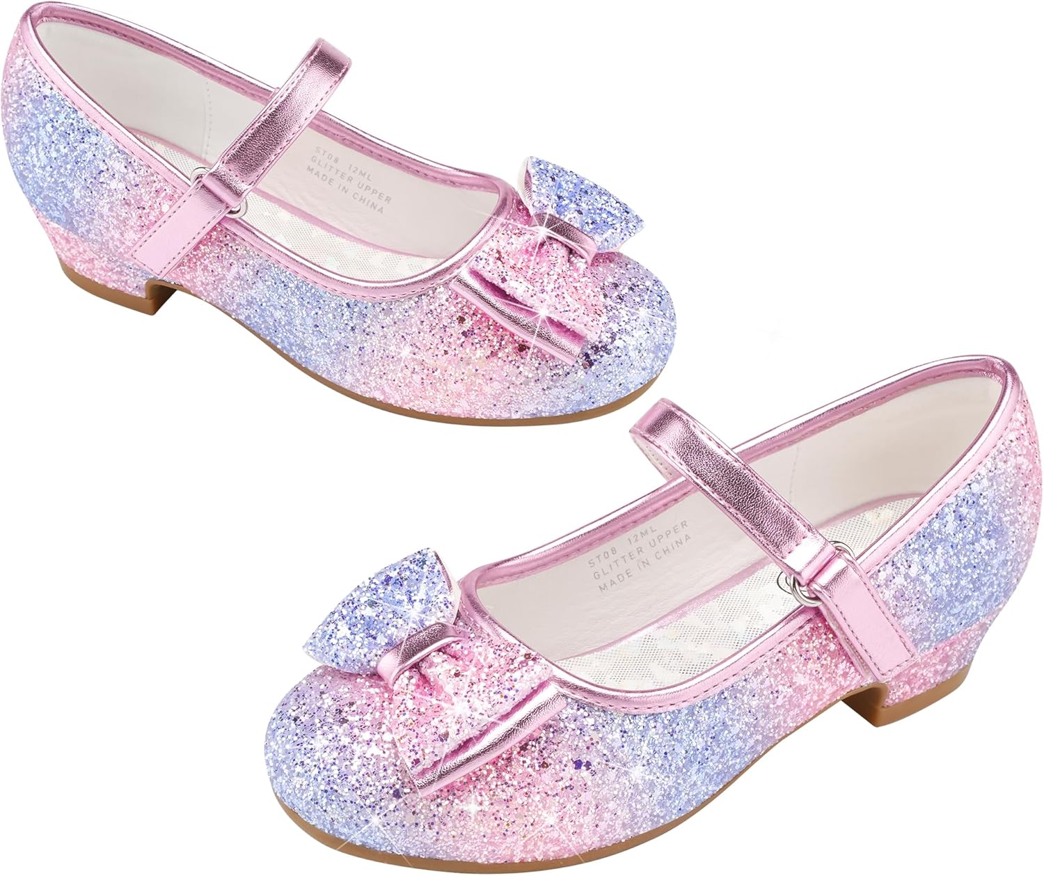 

Детские туфли для девочек Stelle с блестками, принцесса, цветок, Мэри Джейн, низкий каблук, обувь для вечеринки, свадьбы, выпускного для малышей, голубой