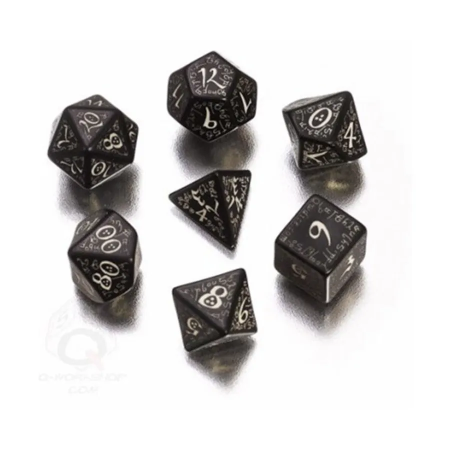 

Набор Poly Set Черный со светящимся в темноте (7), Elven Dice