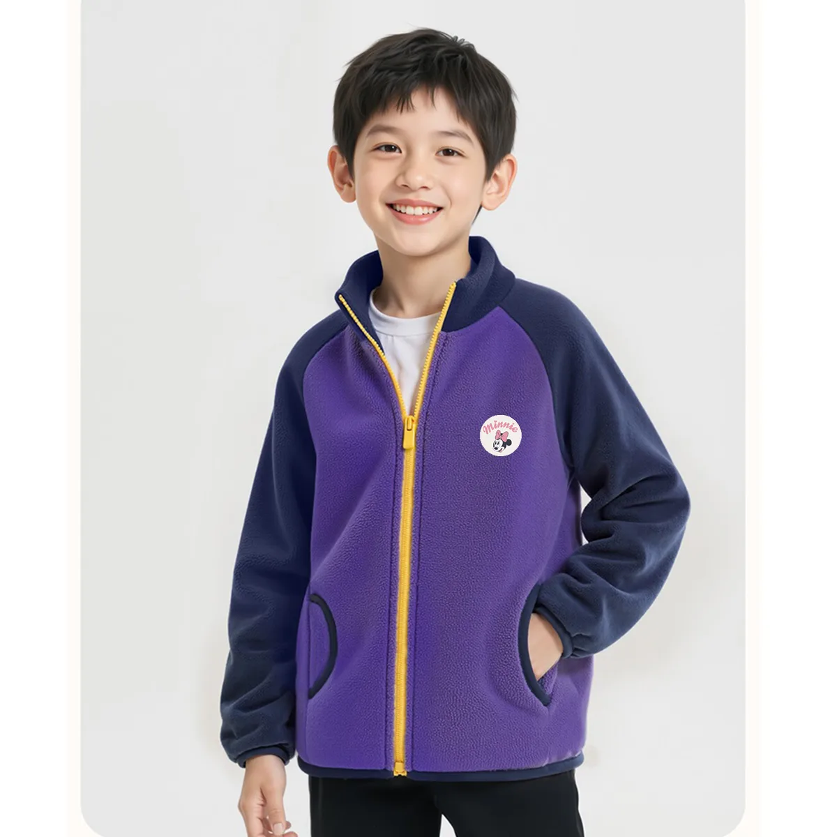 Детская спортивная одежда с воротником стойкой Disney, Dini Middle Round Hook-and-Loop K Purple Blue+Di H Square Hook-and-Loop K Rose Red — фото 4