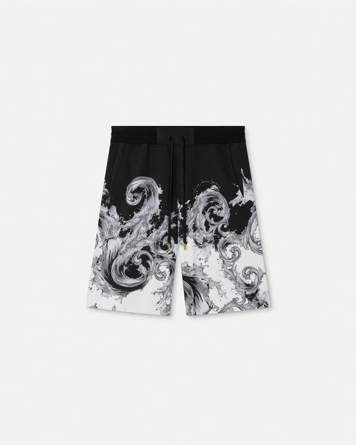Хлопковые трикотажные шорты с принтом VERSACE, черный