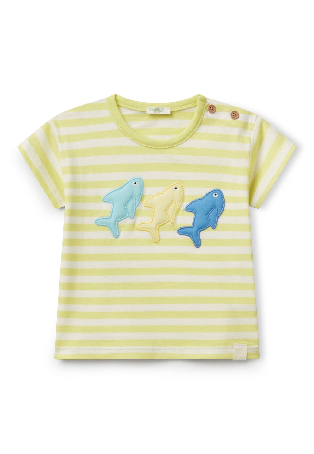 

Футболка с принтом STRIPED WITH SHARK PATCHES United Colors of Benetton, желтый