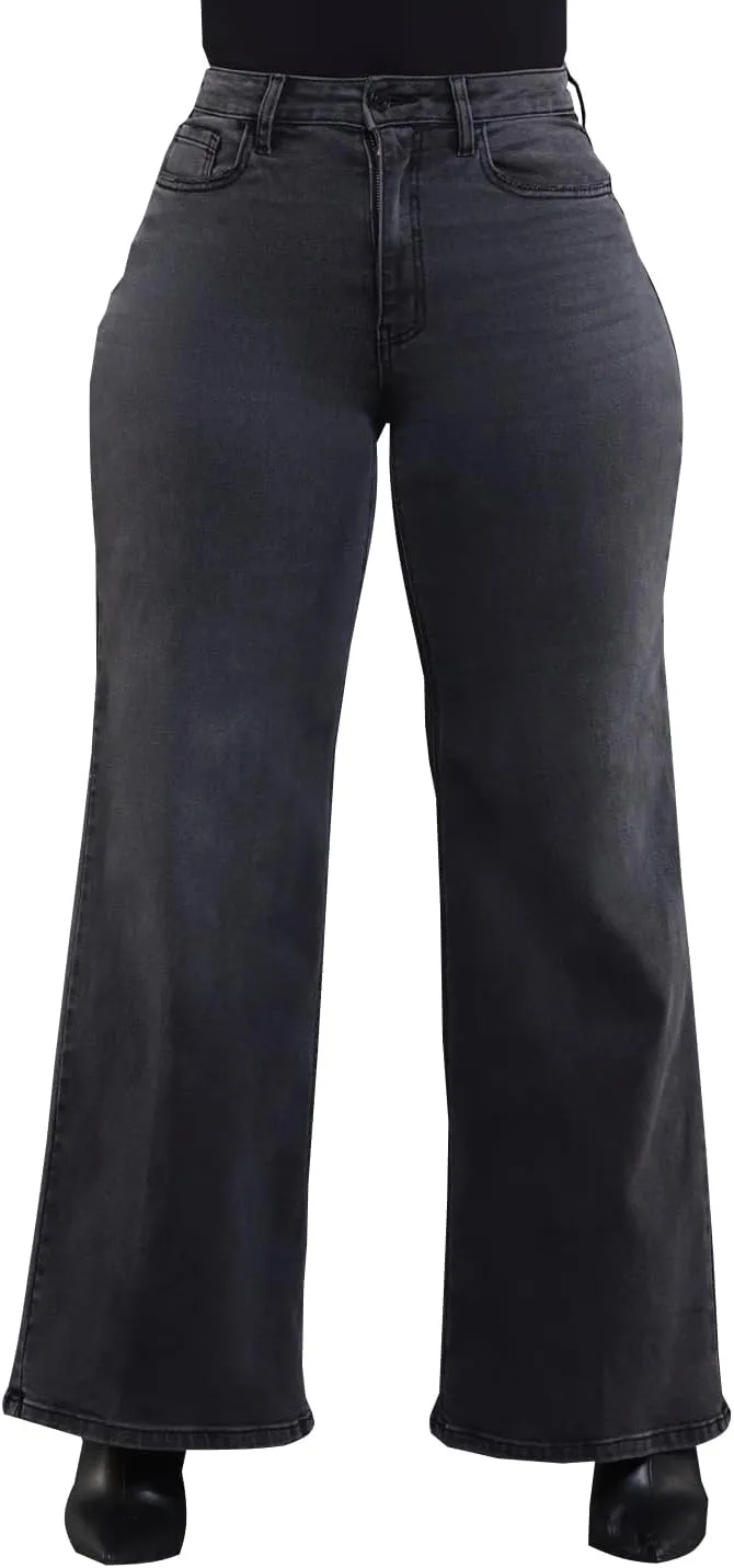 

Женские джинсы с прямыми широкими штанинами High Waisted Baggy Stretch KnoInt