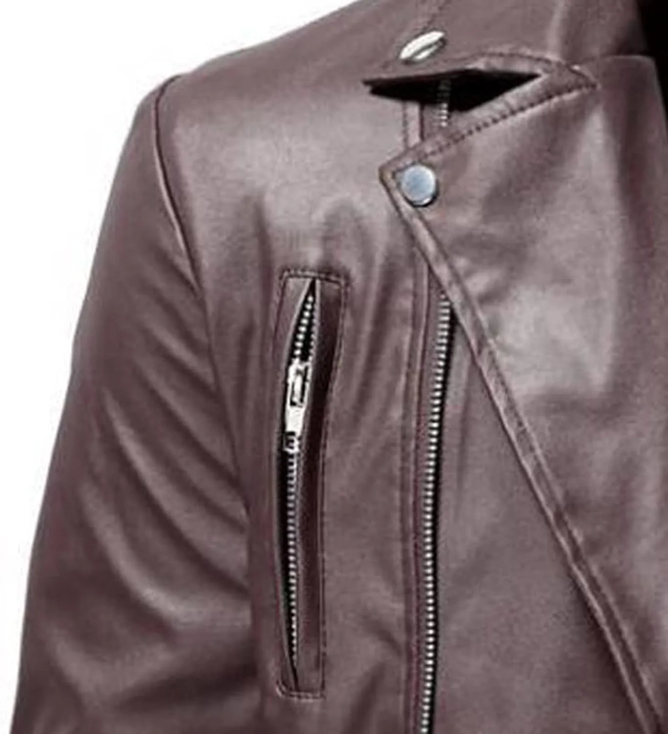 Кожаная куртка для мужчин, Faux Bomber Jacket, мотоциклетная куртка с лацканом-вырезом, Moto Biker Coat, застежка-молния, бомбер, верхняя одежда Generic, коричневый — фото 4