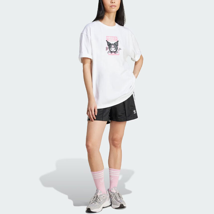 Футболка большого размера с принтом X Hello Kitty Kuromi, белая Adidas Originals — фото 4