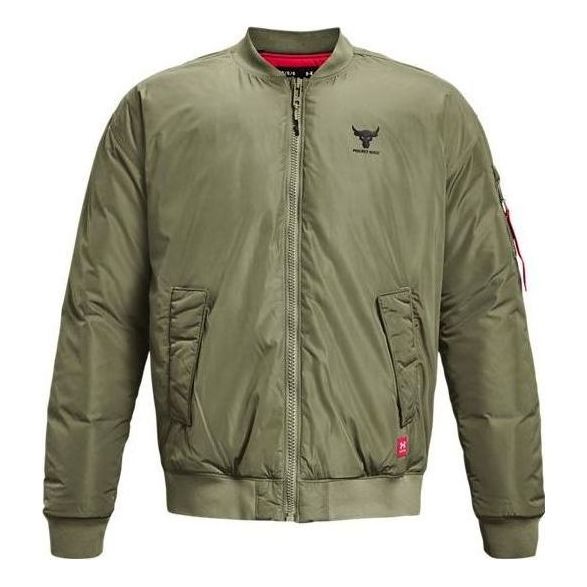 

Куртка project rock insulated bomber jacket 'military green' Under Armour, зеленый