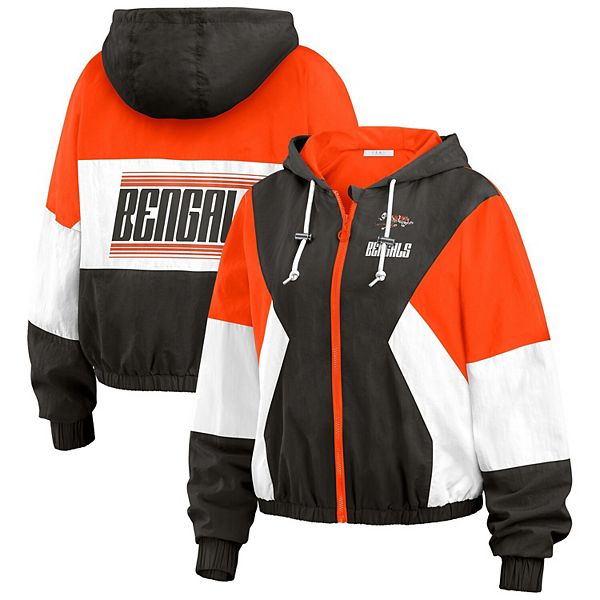 

Женская ветровка с молнией Cincinnati Bengals черно-оранжевая Wear By Erin Andrews