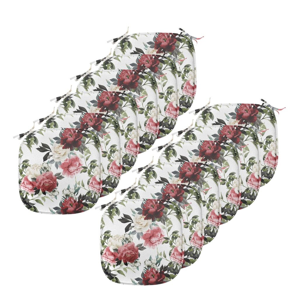 

Подушки на обеденный стул ABAKUHAUS Shabby Flora, акварельные розовые розы, декоративная водонепроницаемая подушка с ремнями для кухонных сидений, 40 см x 40 см — упаковка из 12 шт., темно-кораллово-бордовый