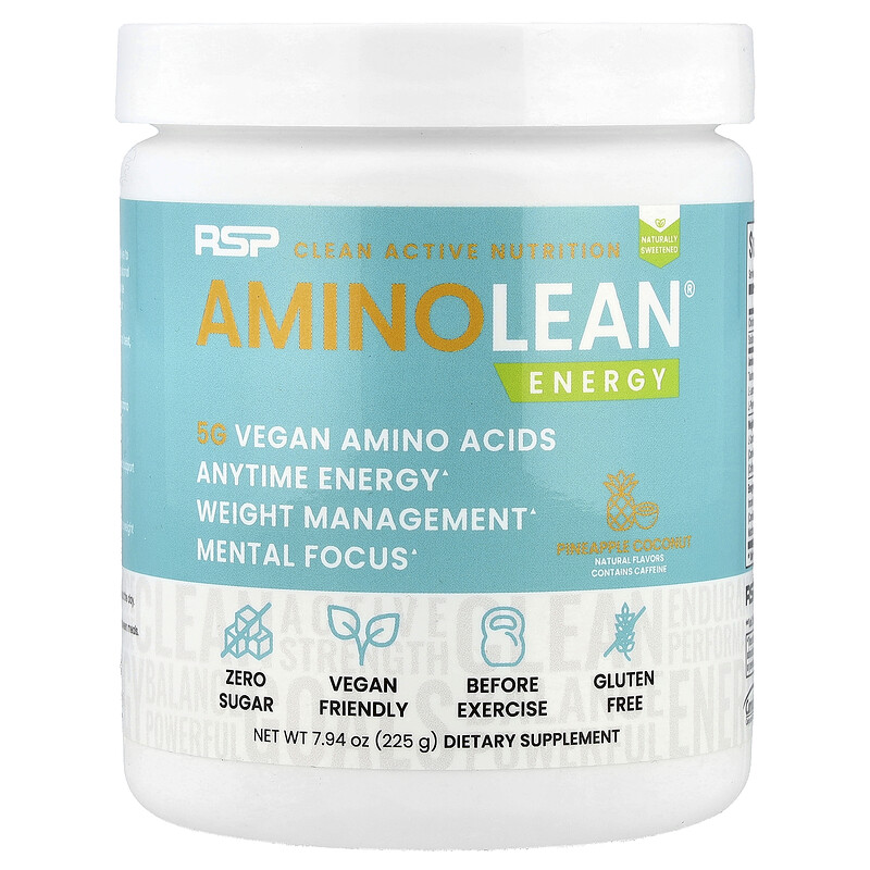 

RSP Nutrition, AminoLean, Основные веганские аминокислоты, ананас и кокос, 7,94 унции (225 г)