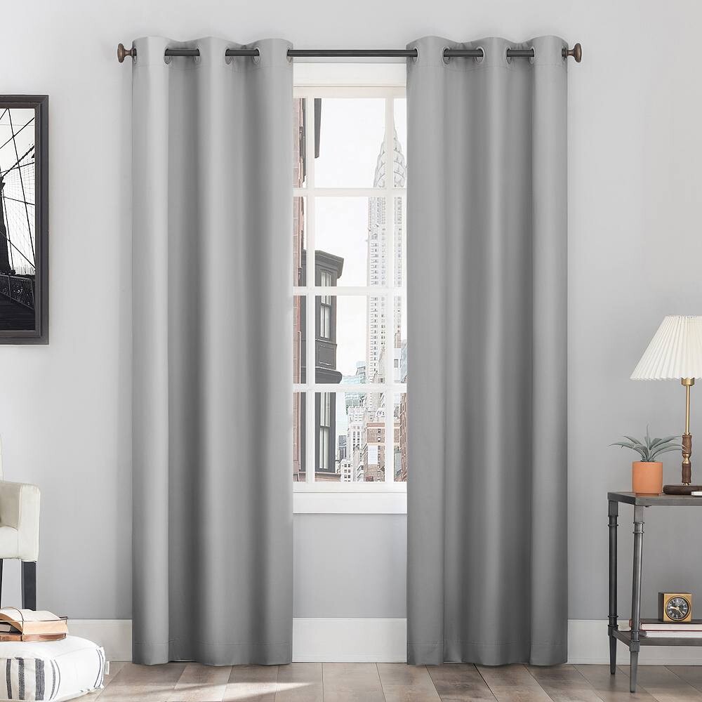 

Sun Zero Cyrus Thermal 100% затемняющие оконные шторы с люверсами, цвет Silver Gray