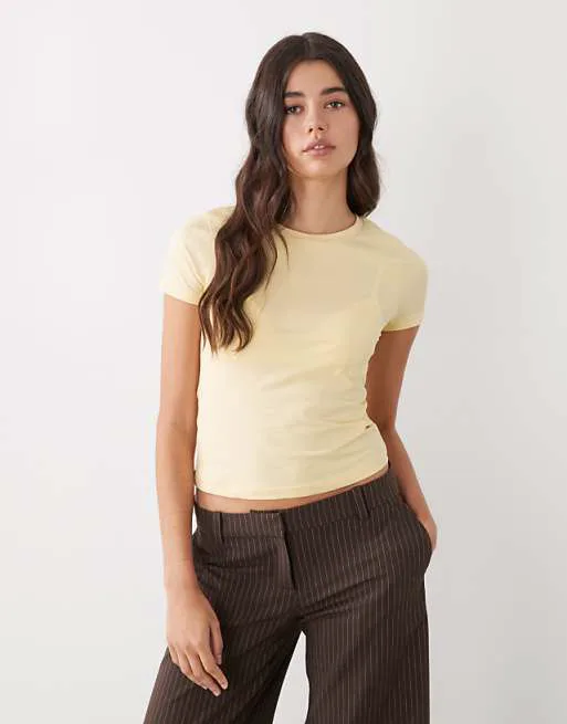 

Желтая футболка узкого кроя Monki, Желтый, Желтая футболка узкого кроя Monki