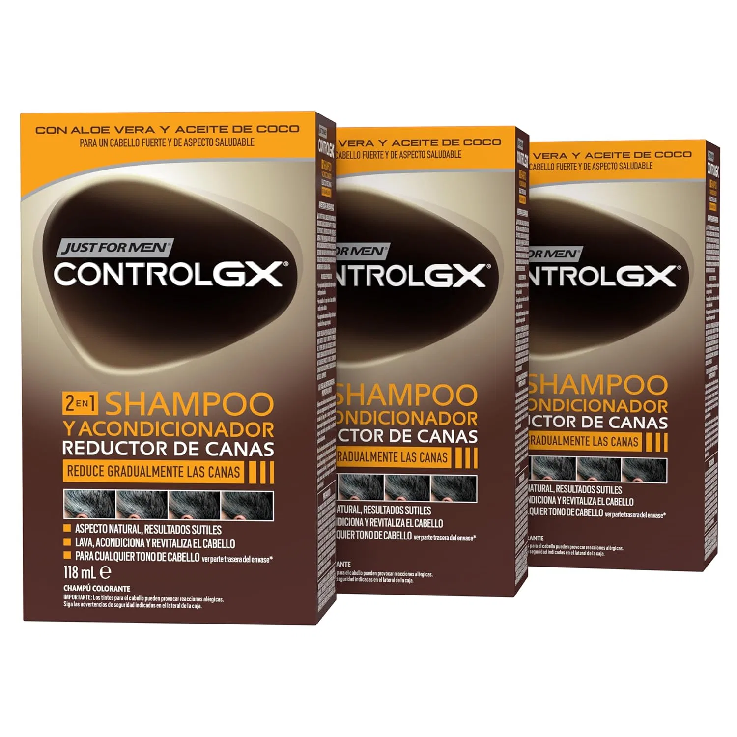 Шампунь-кондиционер «Control GX» для мужчин против седины от Just For Men, 3 x 118 мл Just For Men