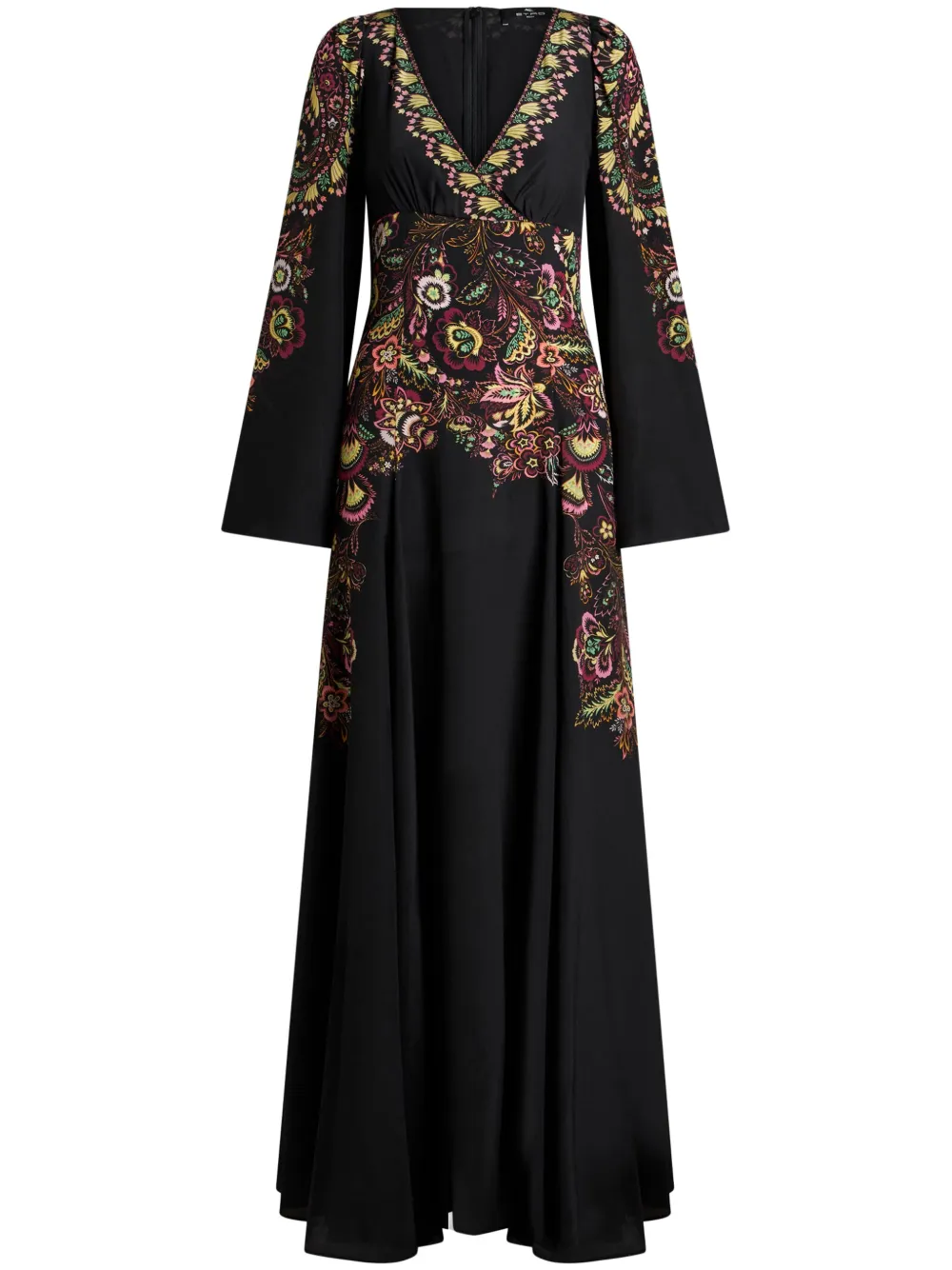

Крепдешиновое платье с цветочным принтом Etro, черный