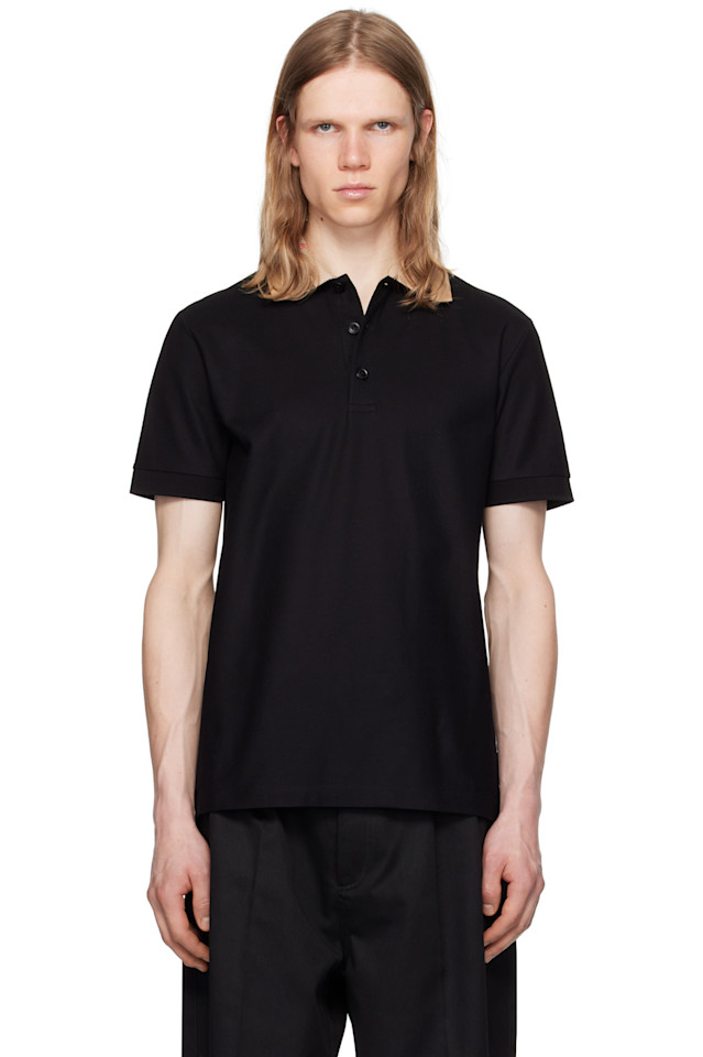 

Хлопковая поло с воротником на пуговицах Burberry, черный
