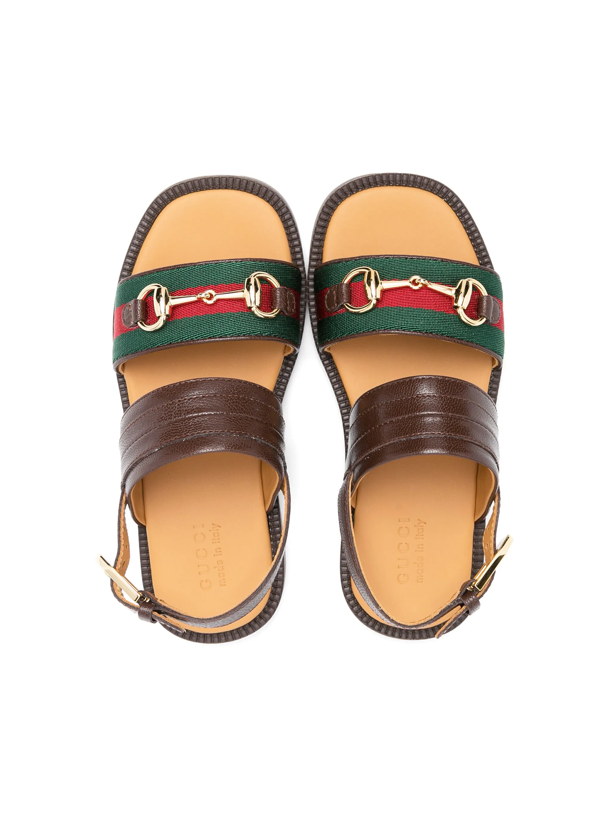 Сандалии с пряжкой Horsebit Gucci Kids, коричневый — фото 3