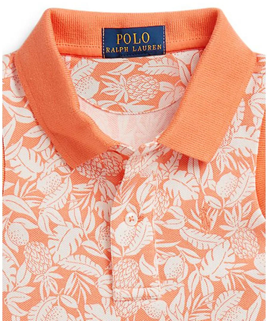 Детское платье-поло с сетчатым узором в виде ананаса, размеры 2T-6X Polo Ralph Lauren, оранжевый — фото 3