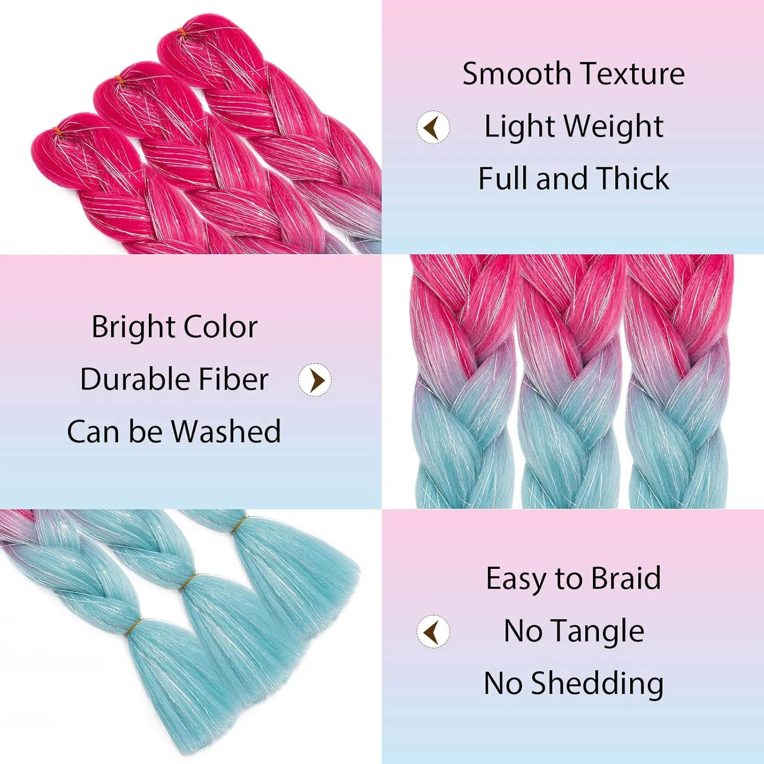 Искусственные волосы для плетения TESS Braids Extensions с блестками Tess — фото 3