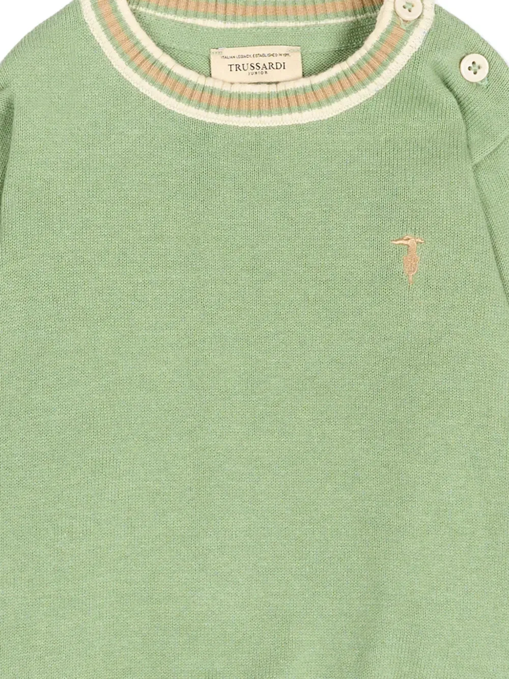 Свитер с вышитым логотипом Trussardi Junior, зеленый — фото 3