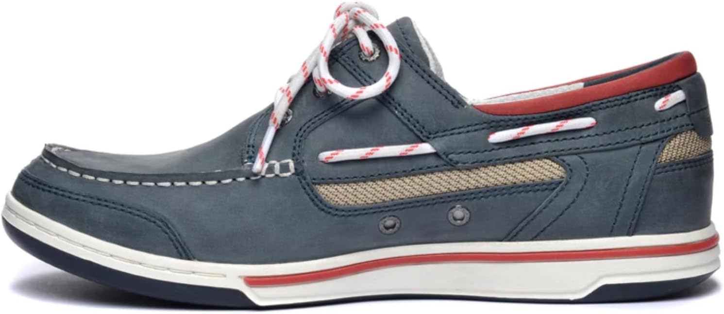 

Мокасины Sebago Triton с тремя отверстиями для шнурков - лодочные туфли из вощеной кожи нубук с дышащей сетчатой подкладкой, удобной стелькой из ЭВА и резиновой подошвой, темно-синий