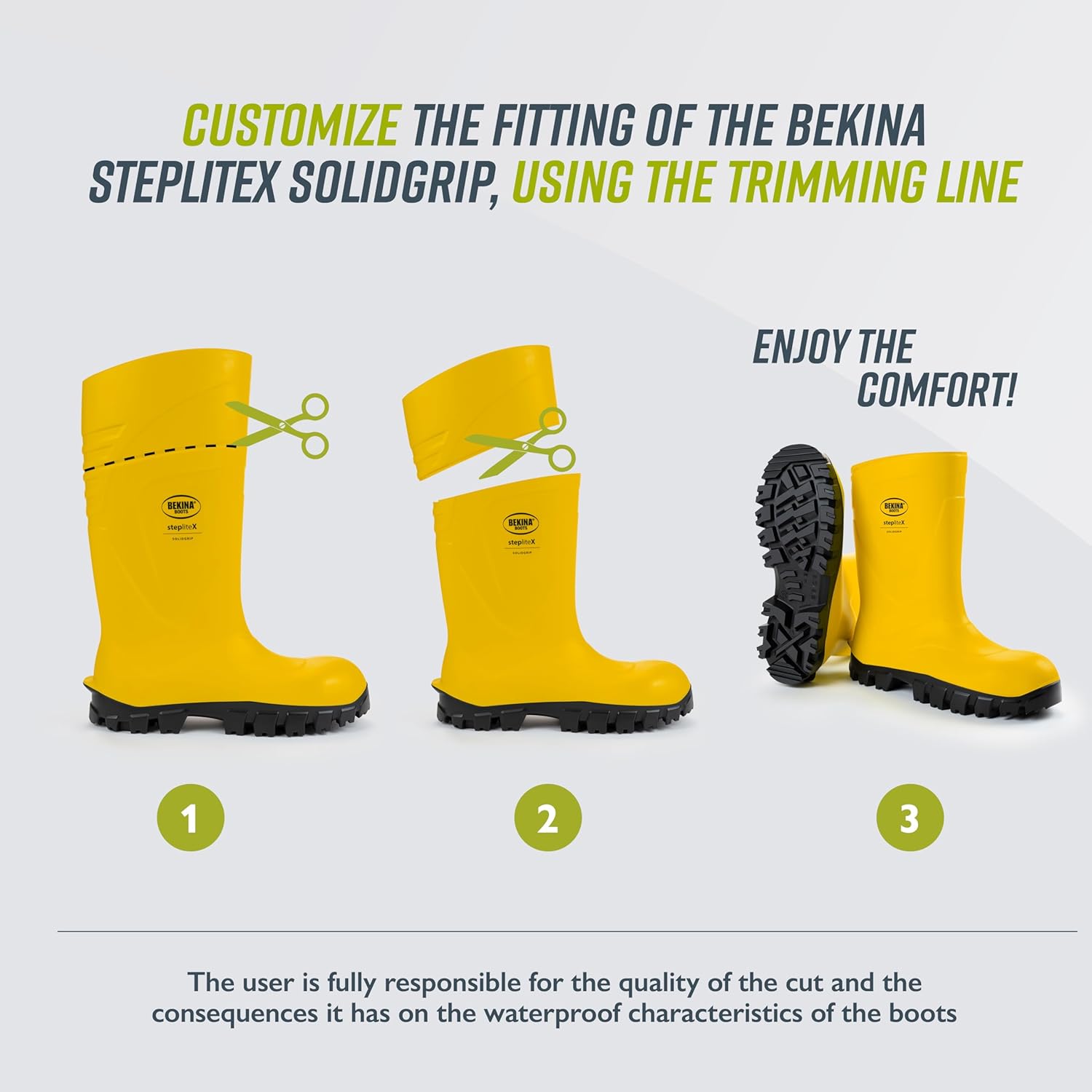 Резисапоги Bekina StepliteX SolidGrip S4 с защитным носком для мужчин и женщин- легкие, водонепроницаемые, утепленные, с нескользящим стальным носком; соответствуют стандарту ASTM, черный/желтый — фото 4