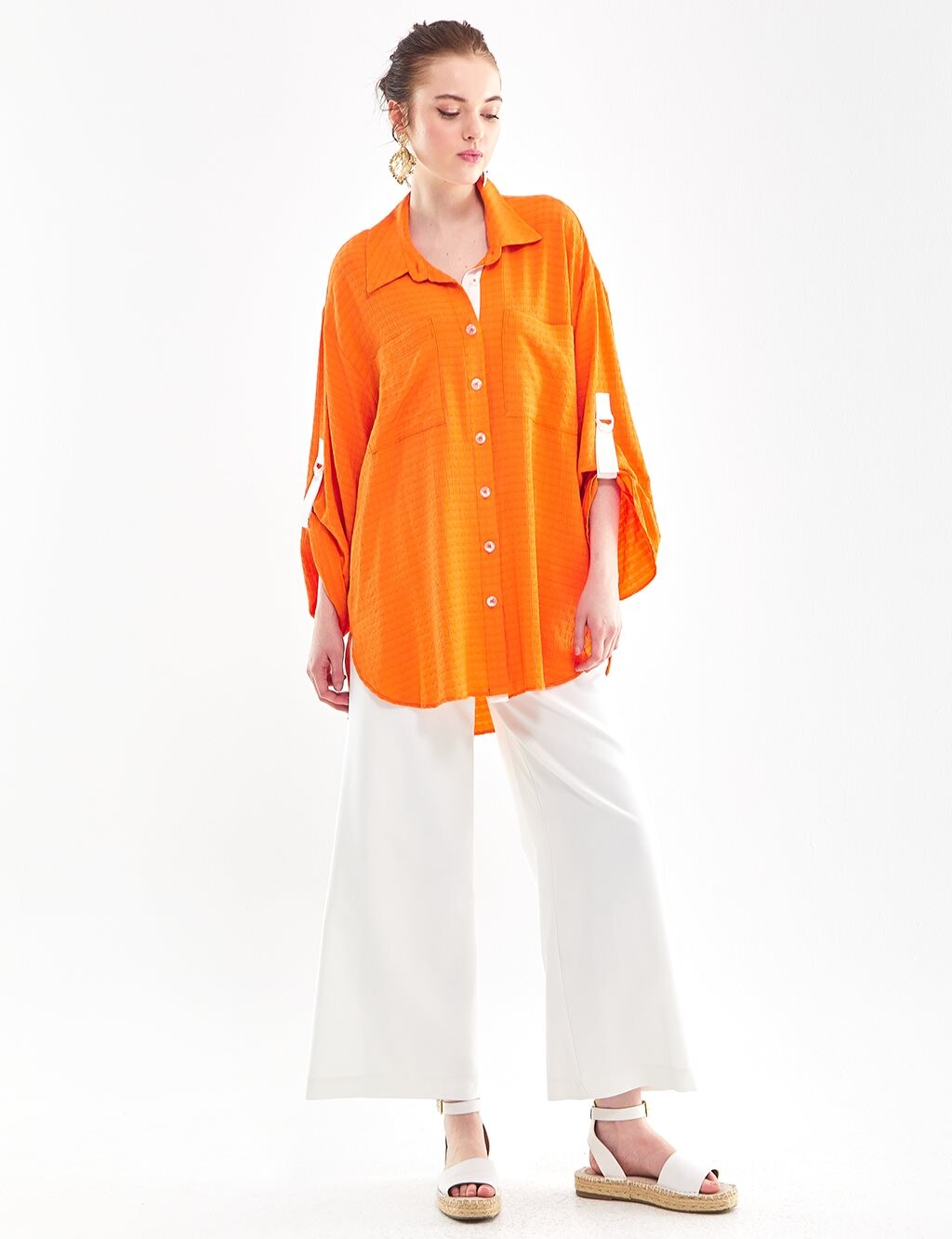 

Туника Oversize с двумя карманами, оранжевая Kayra