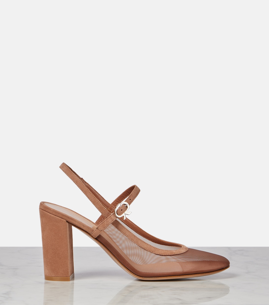 Франсуаза 55 туфли-лодочки с ремешком и замшевой отделкой Gianvito Rossi, Praline+Praline — фото 4