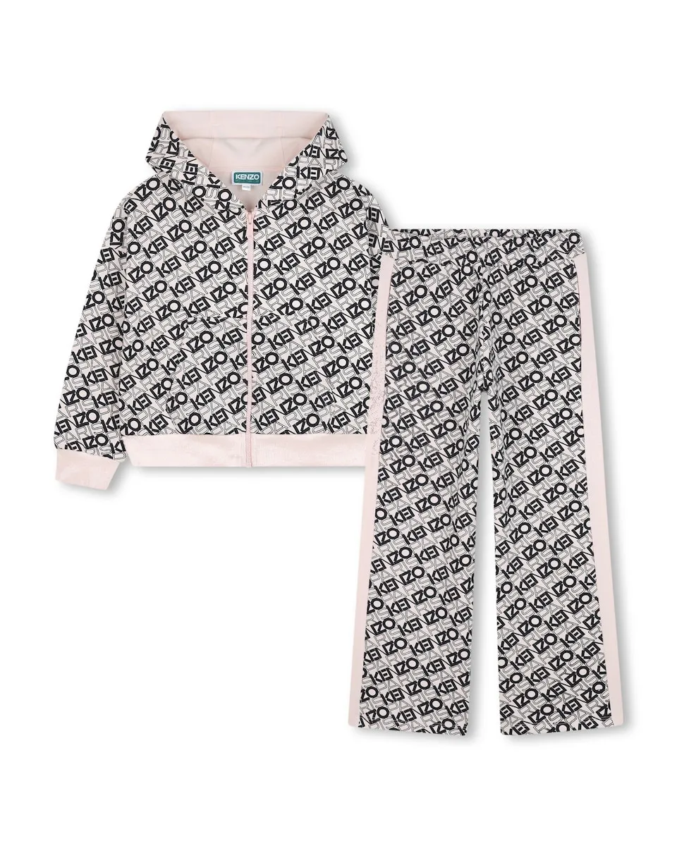 

Розовый хлопковый комплект для девочки Kenzo Kids