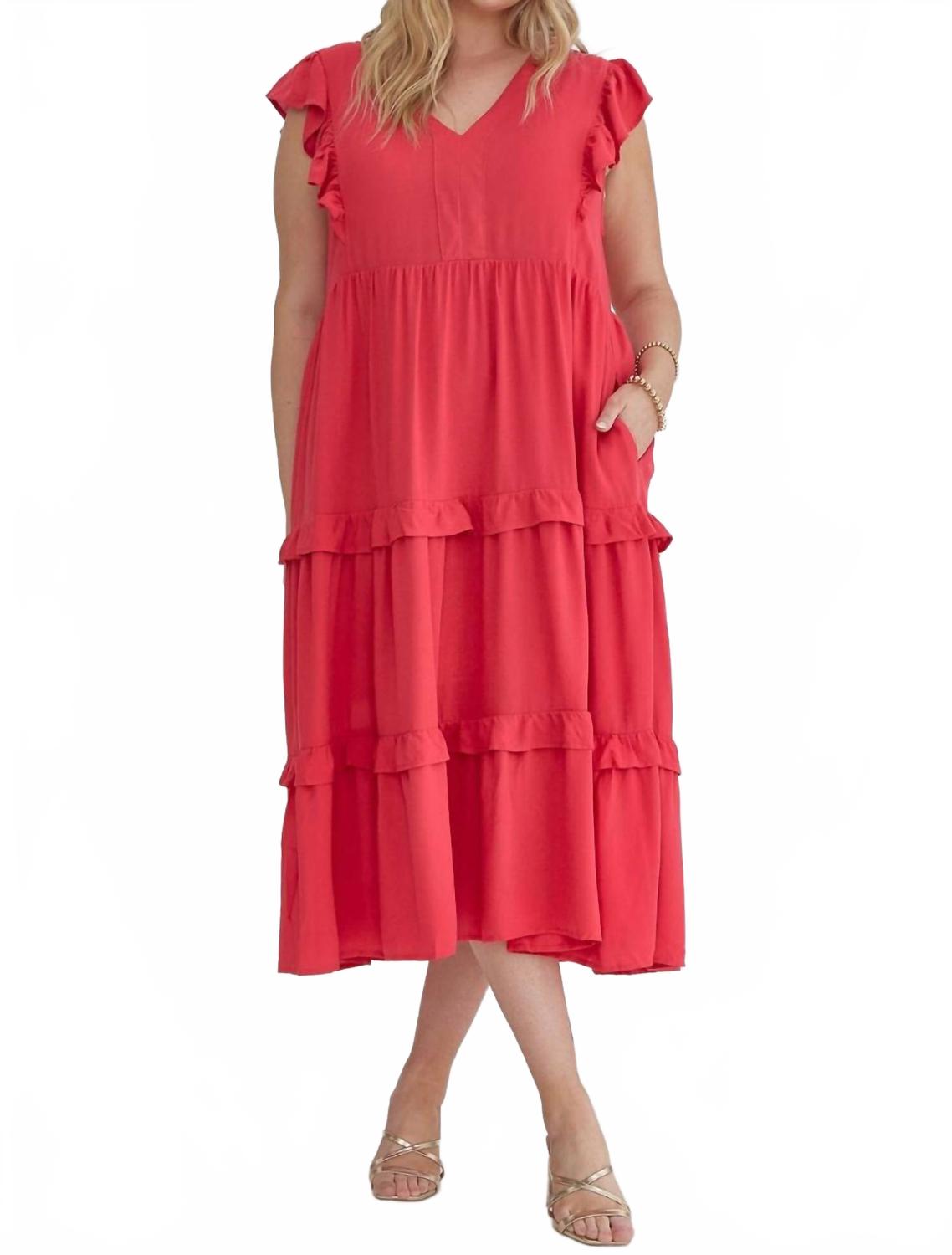 

Curvy Karli Ruffle Sleeve Tiered Dress Entro