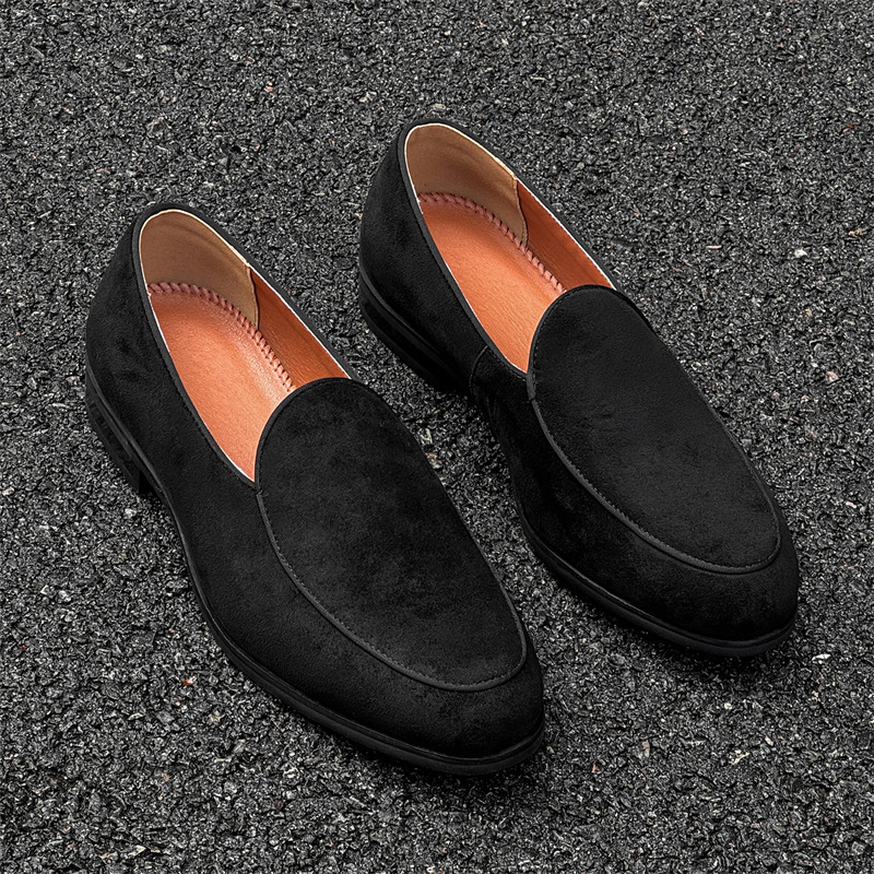 WEISHIBANGWEI Мужские лоферы черные с потайной платформой, цвет Black Hidden Wedge — фото 3