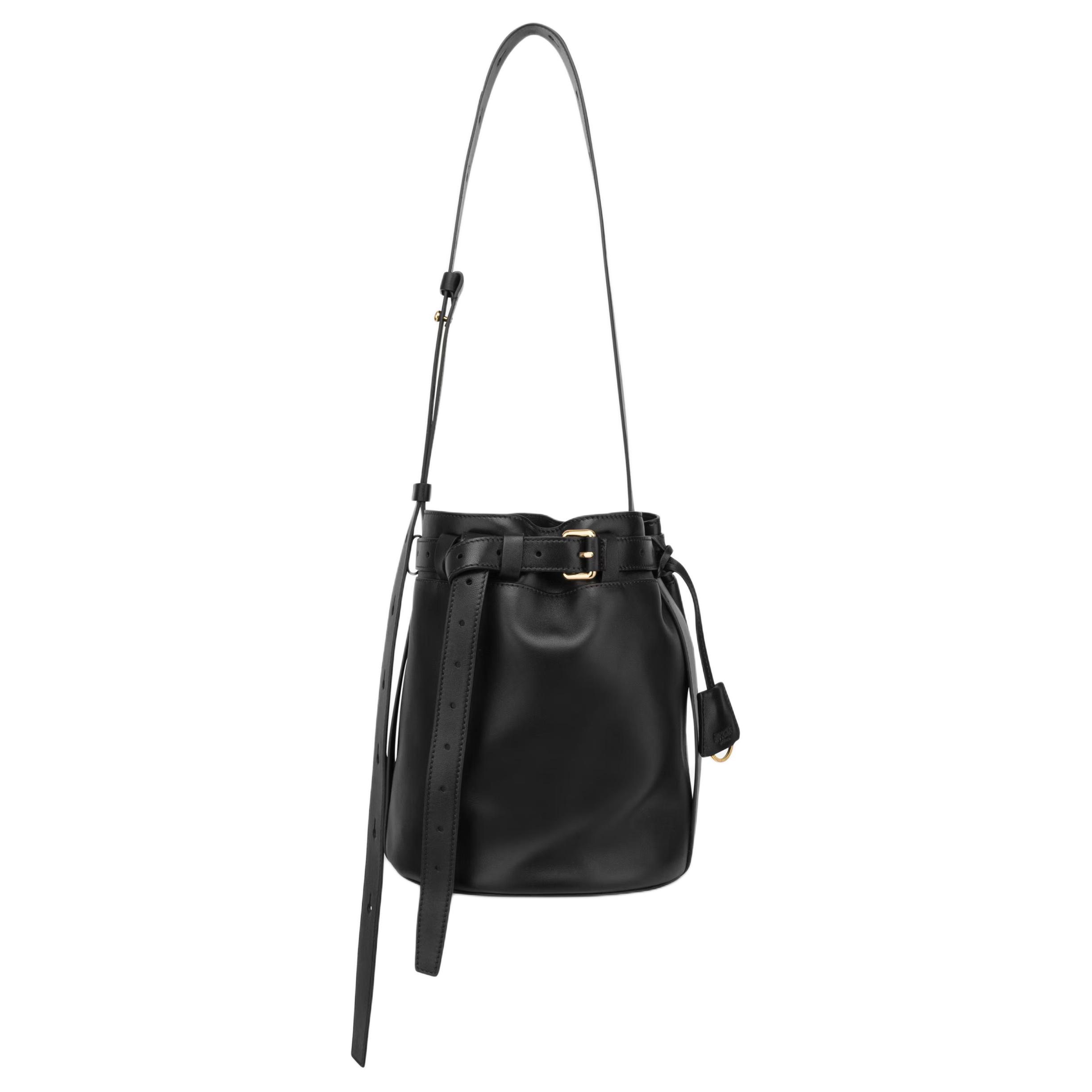 

MOSCHINO Овчинная сумка-ведро через плечо женская черная