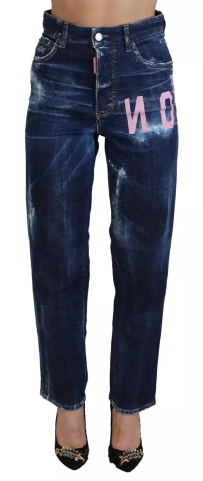 Джинсы прямого покроя Blue Icon с высокой талией Boston Dsquared2
