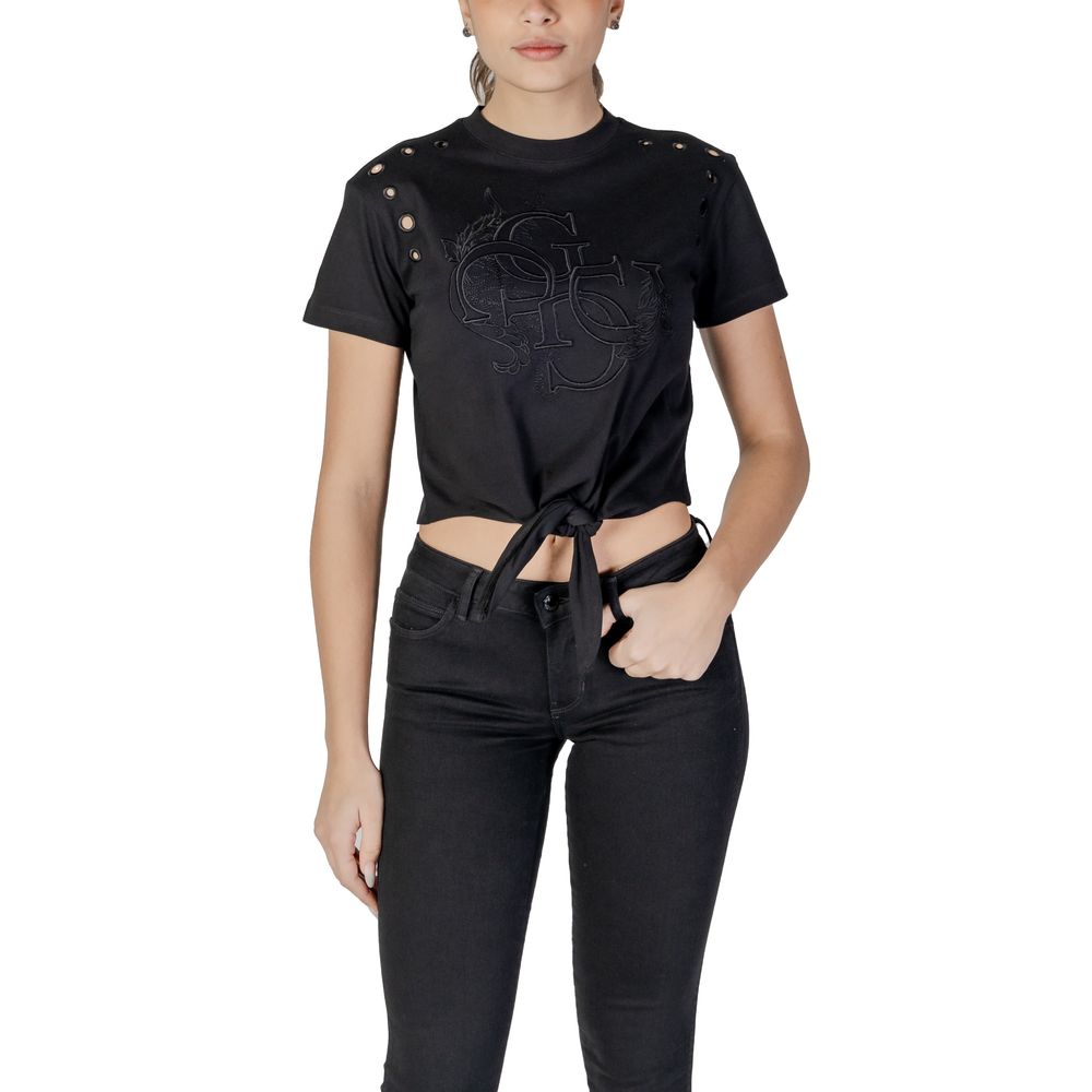 

Черные хлопковые топ и футболка GUESS