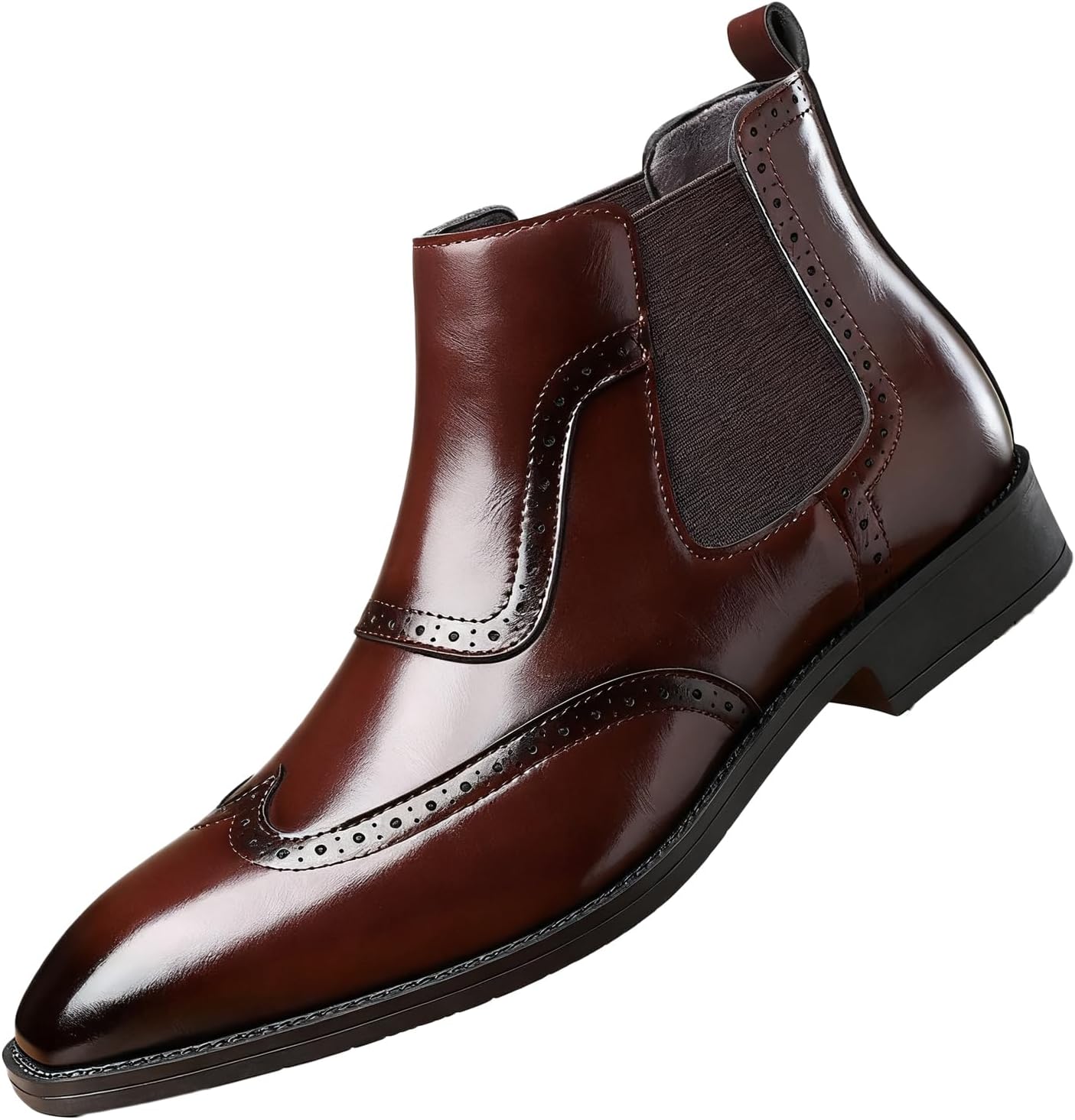 

Мужские кожаные туфли-броги с вырезами и заостренным носком Twodnawk, красный