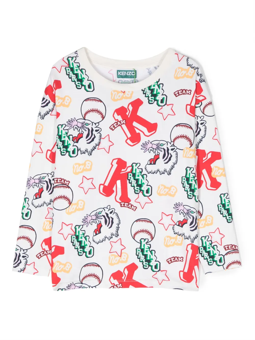 

Футболка с графичным принтом Kenzo Kids, белый