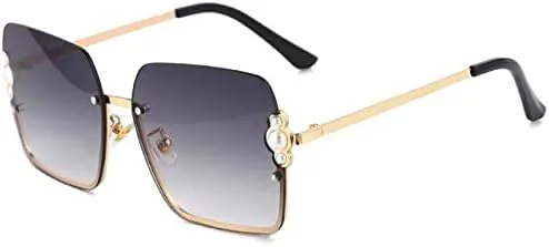 

Солнцезащитные очки 2027 года в полуободковой оправе для женщин, жемчужно-квадратные, модные, с защитой от УФ-излучения UV400, в винтажном стиле MTZJH, Gray