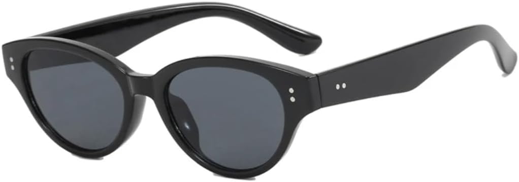 

Модные винтажные солнцезащитные очки для женщин в стиле «кошачий глаз» с заклепками, маленькая оправа, защита от УФ-излучения для путешествий, женские очки UV400 VVTWSSW, Black Gray