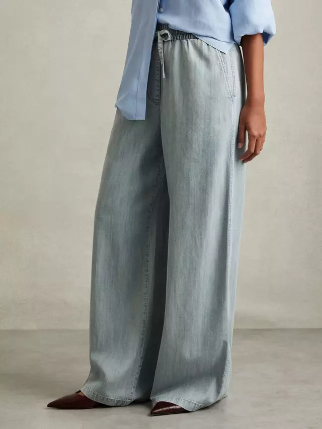 

Брюки Reiss Carter Denim Look Wide Leg, цвет light/blue