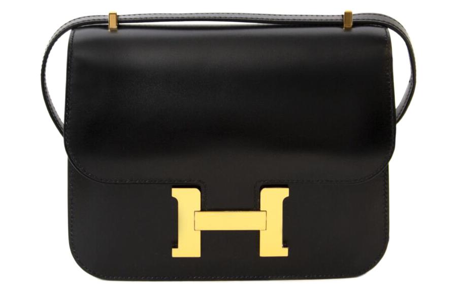 

HERMES Сумка через плечо из кожи коровы Констанс мини женская черная