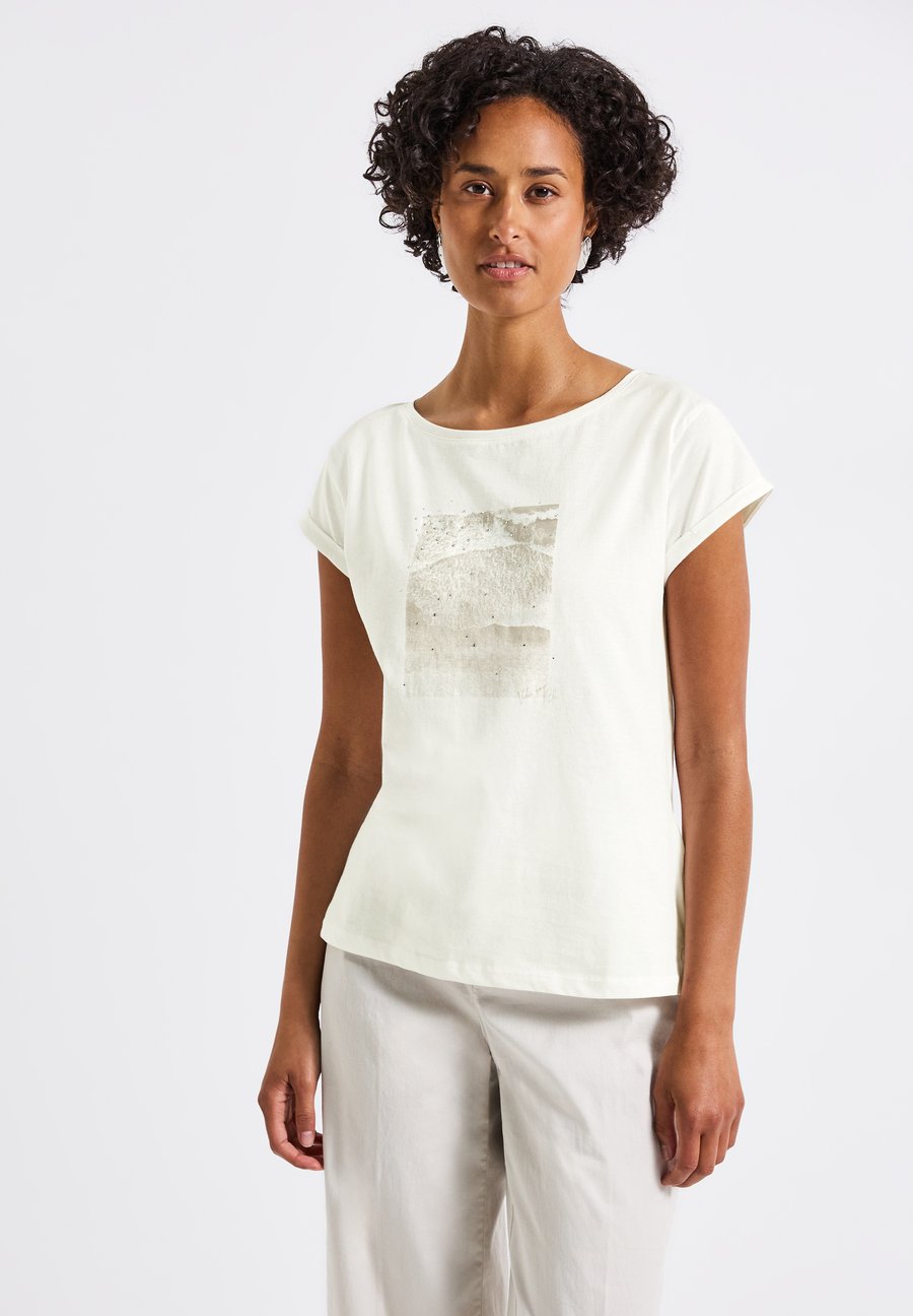 

Футболка Street One Print T-shirt, Weiß/Off-White, Белый, Футболка Street One Print T-shirt, Weiß/Off-White