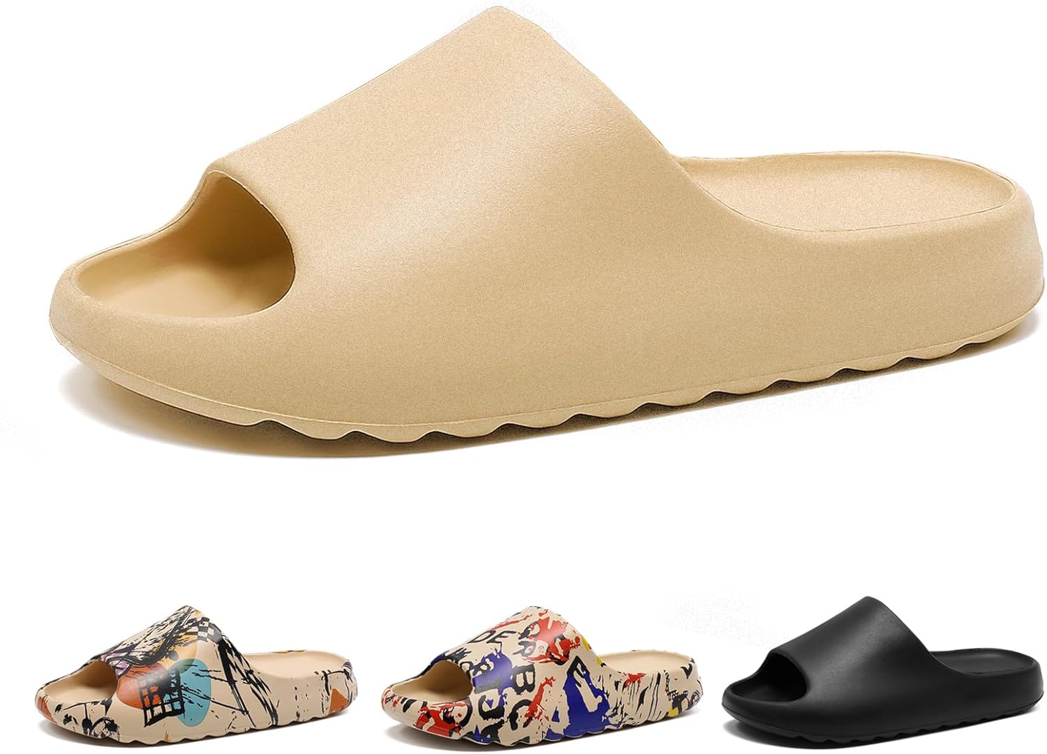 

Шлепанцы Cloud Slides для женщин и мужчин, удобные легкие шлепанцы на платформе, домашние тапочки из пеноматериала унисекс, летние сандалии с открытым носком для дома и улицы Homtechly, бежевый