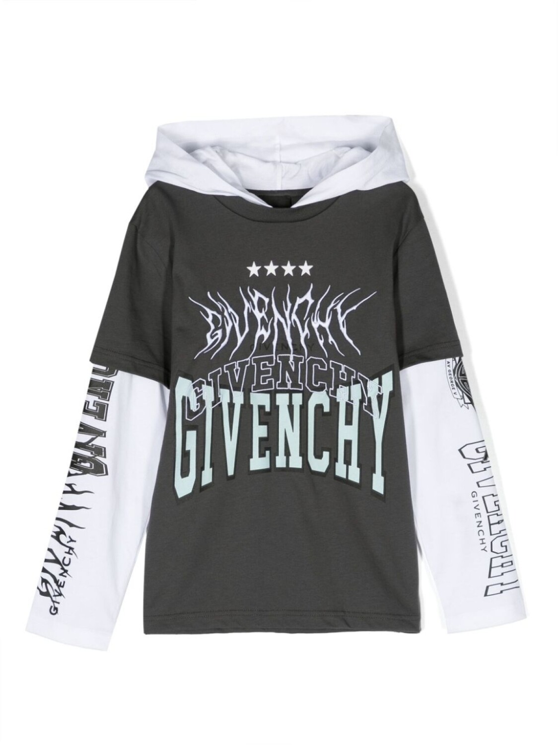 

Givenchy Kids топ со вставками и логотипом, серый