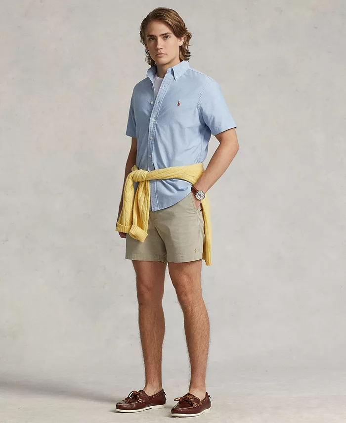Мужская классическая короткорукавная рубашка Oxford Polo Ralph Lauren, синий — фото 4