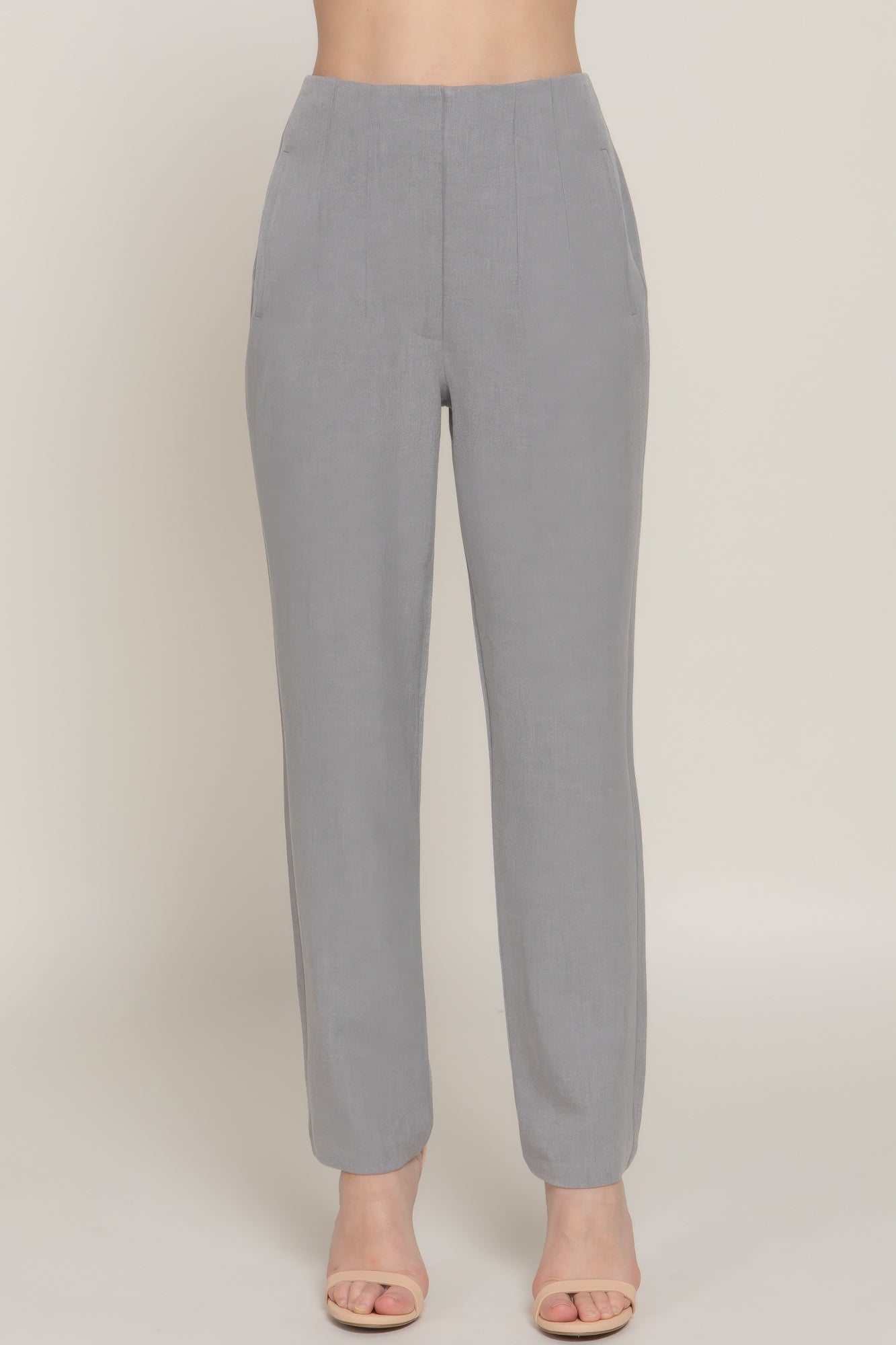 

Длинные брюки с защипами и высокой талией FASHNZFAB, цвет heather grey