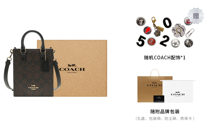 

COACH Кожаная сумка-тоут Шоппер Сумка через плечо Миниатюрная женская сумка Черный