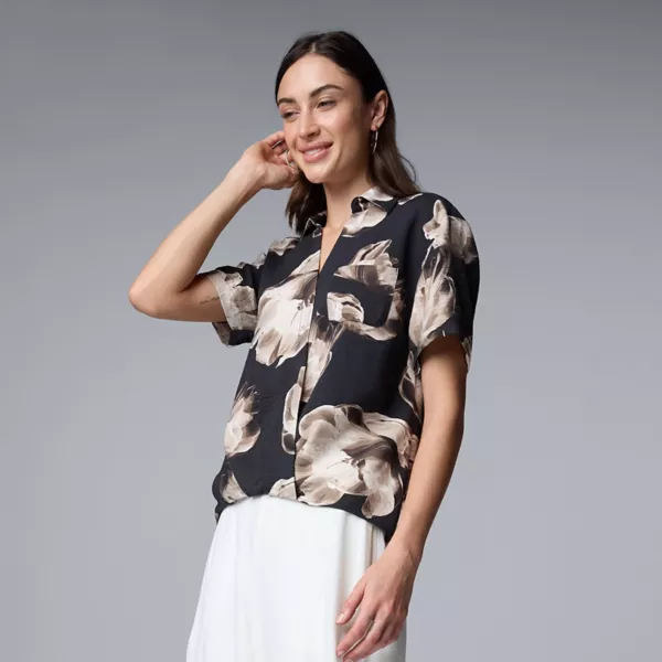 

Женский топ с запахом и струящимся силуэтом Simply Vera Vera Wang, цвет black floral