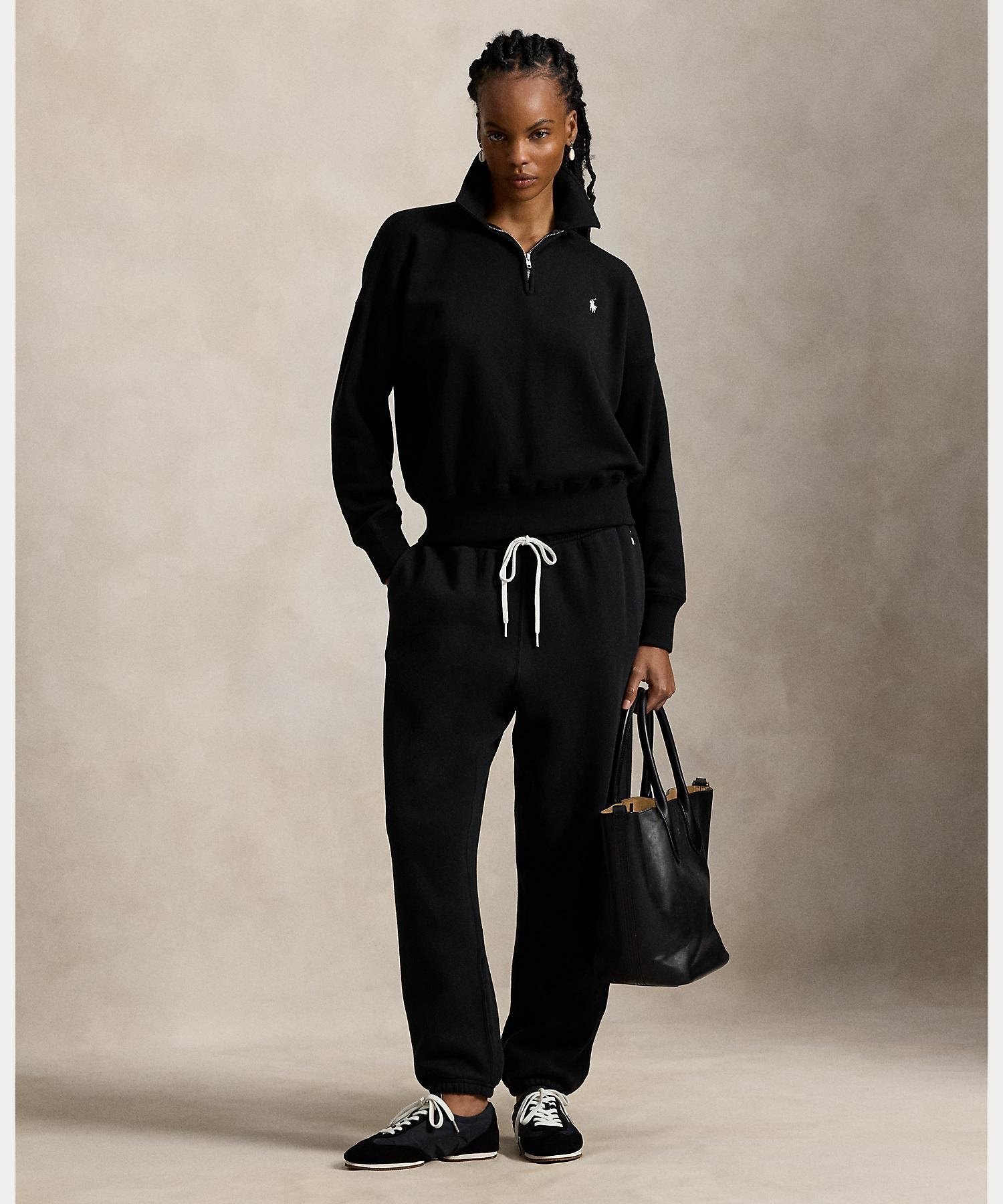 Легкая флисовая кофта с молнией до середины груди Polo Ralph Lauren, 001 Black — фото 3