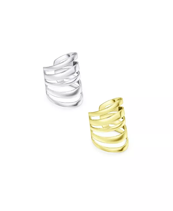 

Набор из 2 серег-каффов геометрической формы с зажимом для хряща, позолоченных Bling Jewelry, gold-silver