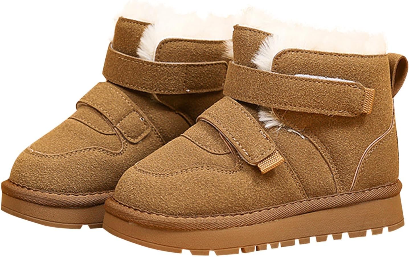 

Девочкам пушистые теплые толстые ботильоны на щиколотку милые короткие ботинки для холодной погоды уличные термо ботиночки зимние сапожки Generic, Brown